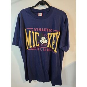 Vintage Disney Shirt Adult‎ XXL Navy Blue Mickey Athletic Club Tee Y2K USA Made